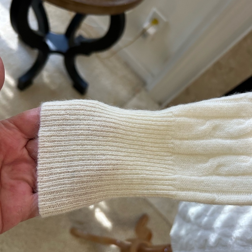 White + Warren Cashmere Textured Cream Cardigan - Picture 4 of 9